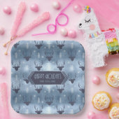 Deer Antlers Arrows Christmas Pattern Blue ID861 Pappteller (Party)