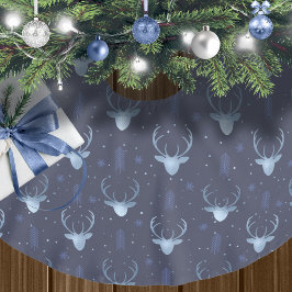 Deer Antlers Arrows Christmas Pattern Blue ID861 Polyester Weihnachtsbaumdecke
