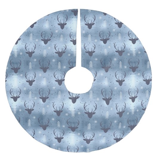 Deer Antlers Arrows Christmas Pattern Blue ID861 Polyester Weihnachtsbaumdecke (Vorderseite)