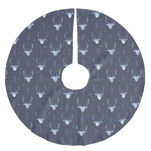 Deer Antlers Arrows Christmas Pattern Blue ID861 Polyester Weihnachtsbaumdecke (Vorderseite)