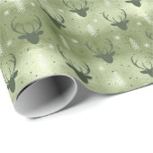 Deer Antlers Arrows Christmas Pattern Green ID861 Geschenkpapier (Rolleneckpunkt)