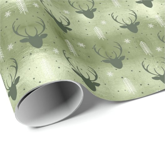 Deer Antlers Arrows Christmas Pattern Green ID861 Geschenkpapier (Rolleneckpunkt)