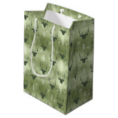 Deer Antlers Arrows Christmas Pattern Green ID861 Mittlere Geschenktüte (Rückseite Schrägansicht)