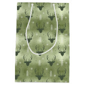 Deer Antlers Arrows Christmas Pattern Green ID861 Mittlere Geschenktüte (Rückseite)