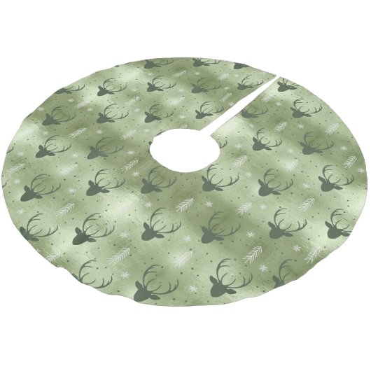 Deer Antlers Arrows Christmas Pattern Green ID861 Polyester Weihnachtsbaumdecke (Schrägansicht)