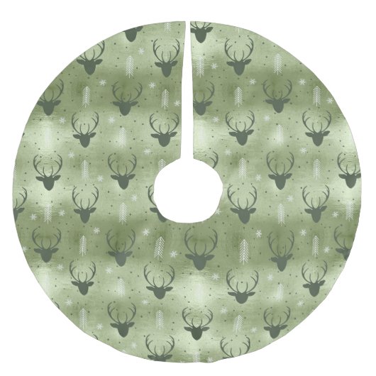 Deer Antlers Arrows Christmas Pattern Green ID861 Polyester Weihnachtsbaumdecke (Vorderseite)