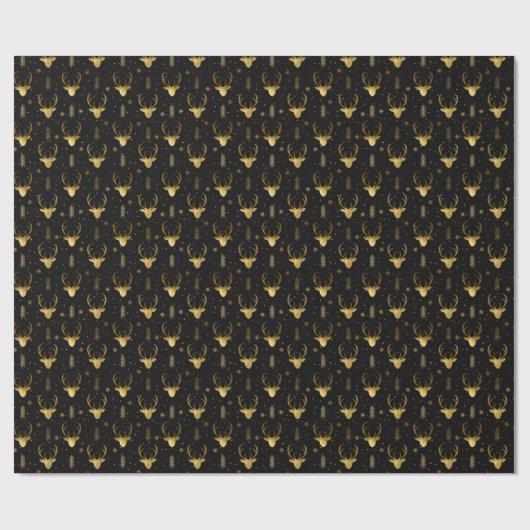 Deer Antlers Arrows Christmas Pattern V2 Gld ID861 Geschenkpapier (Flach)