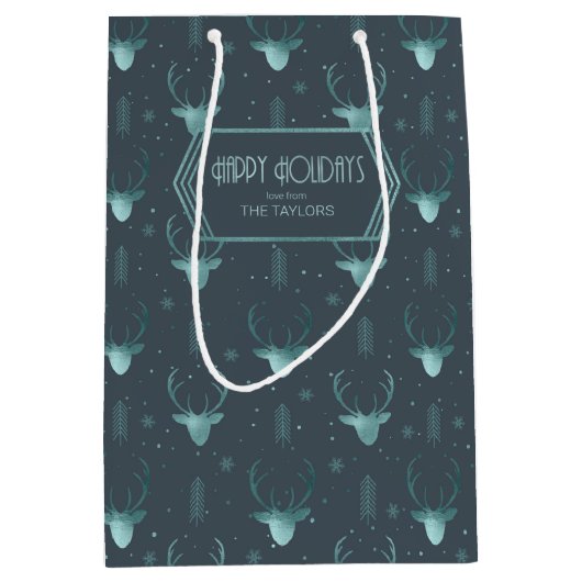 Deer Antlers Arrows Christmas Pattern V2 Tl ID861 Mittlere Geschenktüte (Vorderseite)