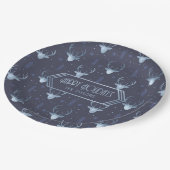 Deer Antlers Arrows Pattern V2 Blue ID861 Pappteller (Schrägansicht)