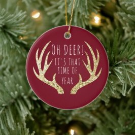 Deer Antlers Christmas Holiday Family Foto Keramik Ornament