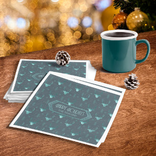 Deer Antlers Christmas Pattern Aquamarin ID861 Serviette