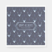 Deer Antlers Christmas Pattern Blue ID861 Serviette (Vorderseite)
