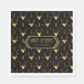 Deer Antlers Christmas Pattern Gold ID861 Serviette (Vorderseite)