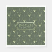 Deer Antlers Christmas Pattern Green ID861 Serviette (Vorderseite)