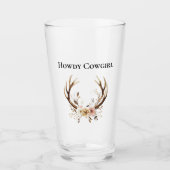 Deer Antlers Cowgirl Pink Floral Glas (Vorderseite)