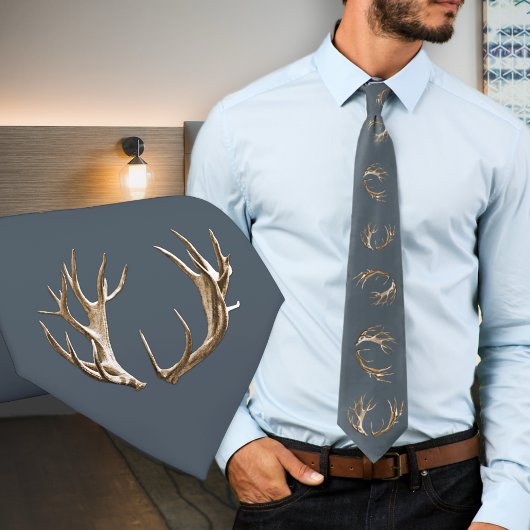 Deer Antlers Dark Gray Pattern Krawatte
