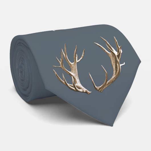 Deer Antlers Dark Gray Pattern Krawatte (Gerollt)