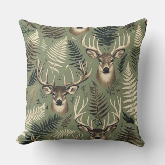Deer Antlers & Ferns Kissen (Vorderseite)