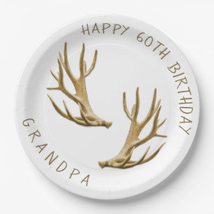 Deer Antlers Hunter Birthday Personalisierte Telle Pappteller
