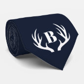 Deer Antlers Men's Blue and White Krawatte (Gerollt)