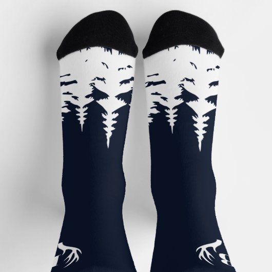 Deer Antlers Men's Crew Socks Blue and White Socken (Oben)