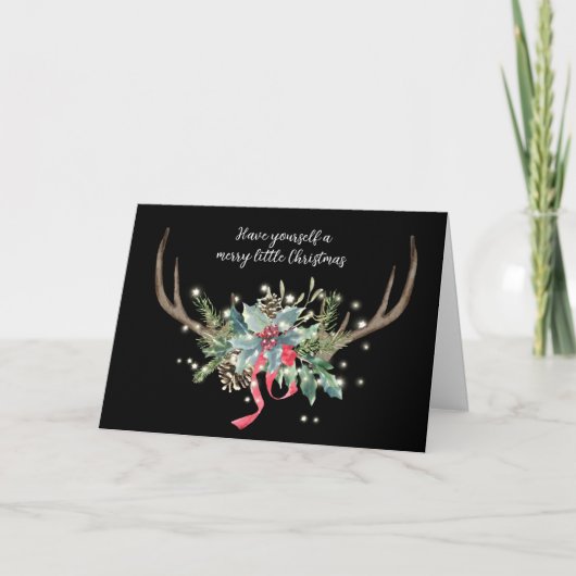 Deer Antlers mit Christmas Bouquet Karte (Vorderseite)