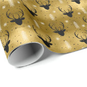 Deer Antlers Pfeile Weihnachtsmuster Gold ID861 Geschenkpapier (Rolleneckpunkt)