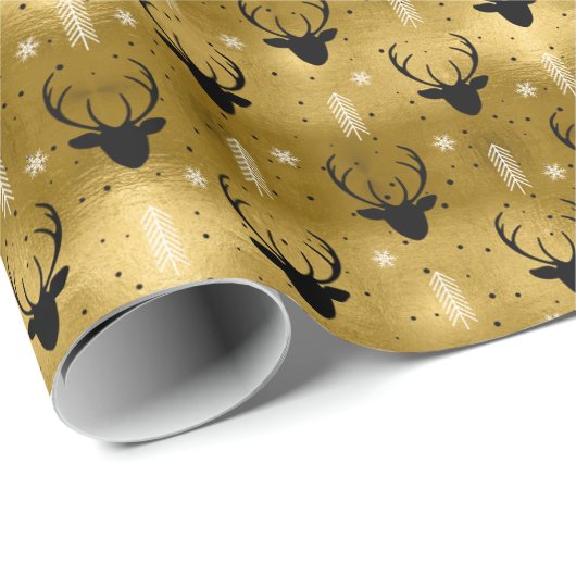 Deer Antlers Pfeile Weihnachtsmuster Gold ID861 Geschenkpapier (Rolleneckpunkt)