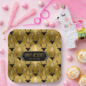 Deer Antlers Pfeile Weihnachtsmuster Gold ID861 Pappteller (Party)