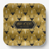 Deer Antlers Pfeile Weihnachtsmuster Gold ID861 Pappteller (Vorderseite)