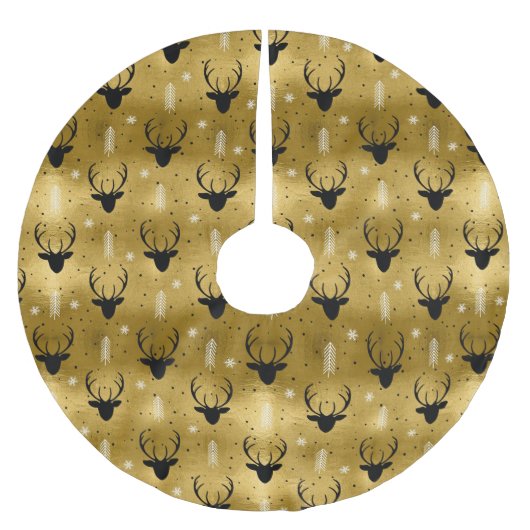 Deer Antlers Pfeile Weihnachtsmuster Gold ID861 Polyester Weihnachtsbaumdecke (Vorderseite)