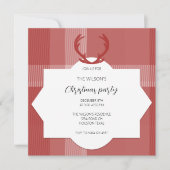 Deer Antlers Rustic Red Tartan Einladung (Vorderseite)