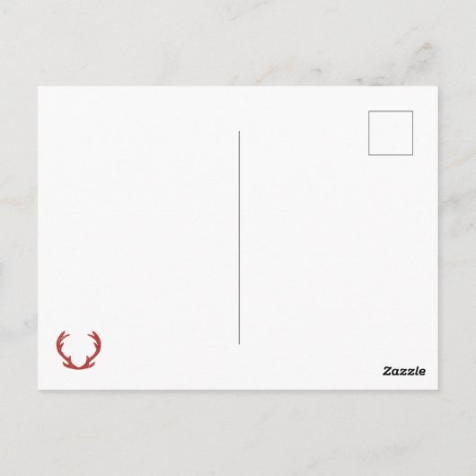 Deer Antlers Rustic Red Tartan Postkarte (Rückseite)