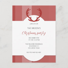 Deer Antlers Rustic Red Tartan Postkarte