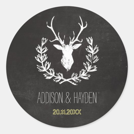 Deer Antlers | Rustikaler Umschlag Aufkleber (Vorderseite)