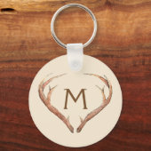 Deer Antlers Safari Custom Monogram Beige Schlüsselanhänger (Vorderseite)