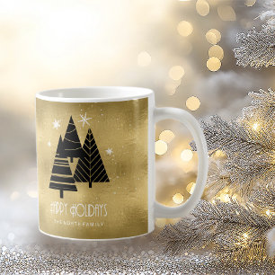 Deer Antlers Silhouette & Snowflakes Gold ID861 Kaffeetasse