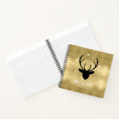 Deer Antlers Silhouette & Snowflakes Gold ID861 Notizblock (Innenseite)