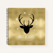Deer Antlers Silhouette & Snowflakes Gold ID861 Notizblock (Vorderseite)