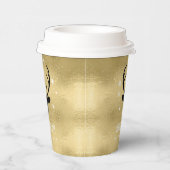 Deer Antlers Silhouette & Snowflakes Gold ID861 Pappbecher (Rechts)