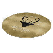 Deer Antlers Silhouette & Snowflakes Gold ID861 Schneidebrett (Ecke)