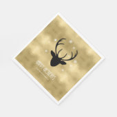 Deer Antlers Silhouette & Snowflakes Gold ID861 Serviette (Ecke)