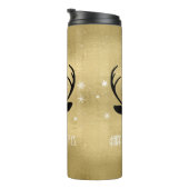 Deer Antlers Silhouette & Snowflakes Gold ID861 Thermosbecher (Nach rechts gedreht)
