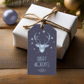 Deer Antlers & Snow Christmas Blue ID861 Geschenkanhänger