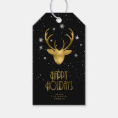 Deer Antlers & Snow Christmas Gold ID861 Geschenkanhänger (Vorderseite)