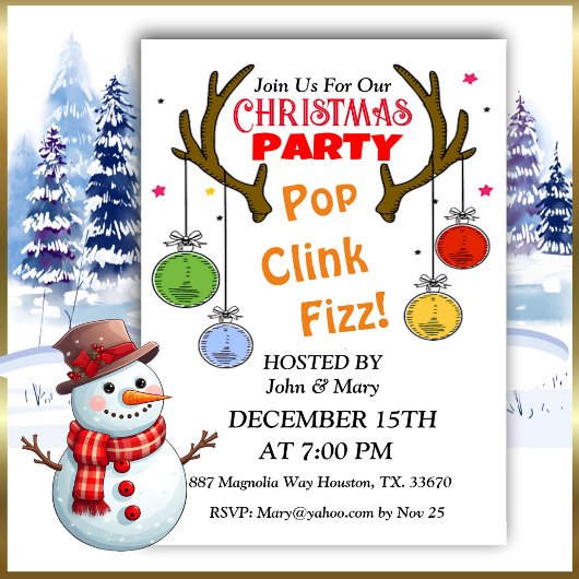 Deer Antlers Weihnachtseinladung Einladung