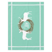 Deer Aqua Peace Joy Wreath Tablecloth Tischdecke (Vorderseite)