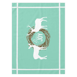 Deer Aqua Peace Joy Wreath Tablecloth Tischdecke