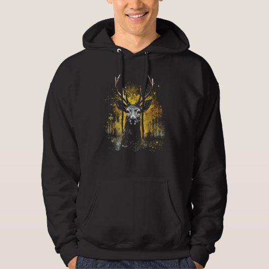 Deer Artwork - Deer Forest Art Animal Motif Deer Hoodie (Vorderseite)