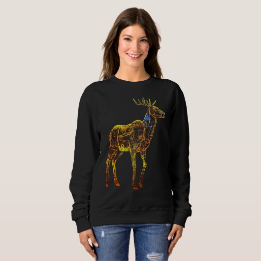 Deer artwork motif animal deer sweatshirt (Vorne ganz)